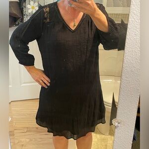 Indigo Rose Black Lace yoke sheath dress with liner 2X